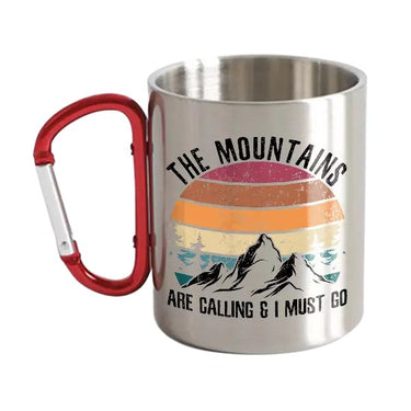 Hiking The Mountains Are Calling Stainless Steel Double Wall Carabiner Mug 12oz